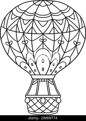 Circus Hot Air Balloon Isolated Coloring Page  Stock Vector