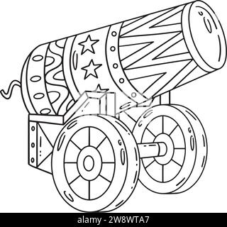 Circus Cannonball Isolated Coloring Page for Kids Stock Vector