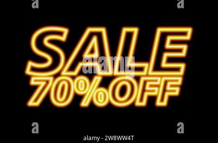 SALES NEON GOLD 70 PERCENT OFF Stock Photo