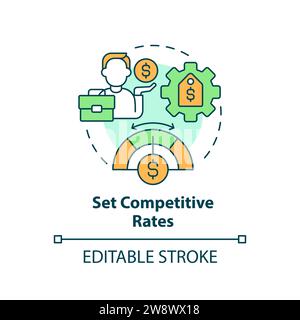 Thin line simple colorful set competitive rates icon concept Stock Vector