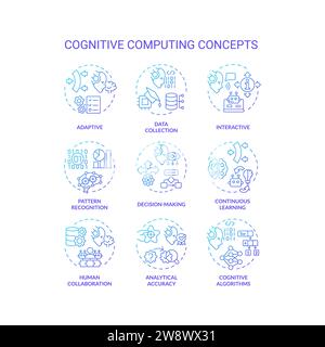 Pack of thin line icon representing cognitive computing Stock Vector