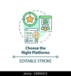 Thin line colorful choose the right platforms icon concept Stock Vector