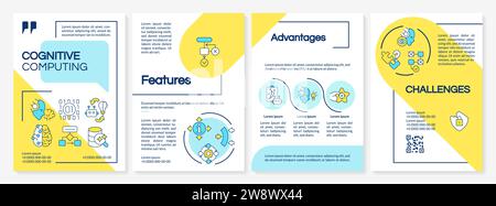 2D brochure with cognitive computing thin line icons Stock Vector