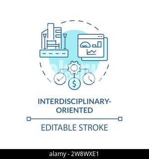 Thin line blue interdisciplinary oriented icon concept Stock Vector