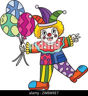 Birthday Clown with a Balloon Cartoon Clipart  Stock Vector