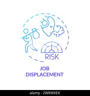Thin line simple gradient job displacement icon concept Stock Vector