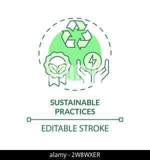 Thin line simple green sustainable practices icon concept Stock Vector