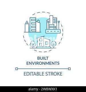Thin line simple blue built environments icon concept Stock Vector