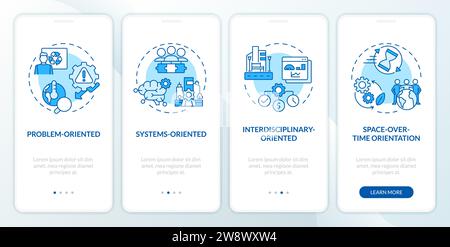 Walkthrough environmental psychology with blue linear icons Stock Vector