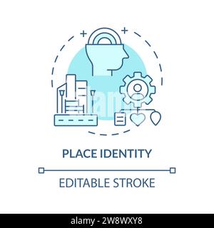 Thin line simple blue place identity icon concept Stock Vector