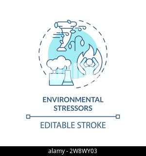 Thin line blue environmental stressors icon concept Stock Vector
