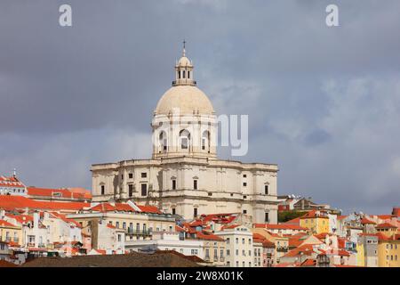 The National Pantheon Igreja de Santa Engracia above the rooftops of Lisbon. Portugal Stock Photo