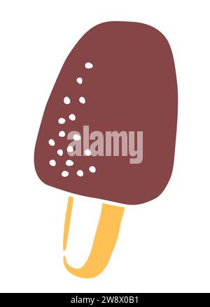 Ice Cream drawing hand painted with ink brush isolated on white background. Vector illustration Stock Vector