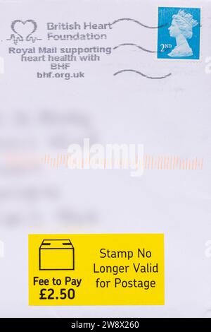 Stamp no longer valid for postage royal mail sticker on christmas card with stamp without barcode posted in November 2023 after 6 month grace period Stock Photo