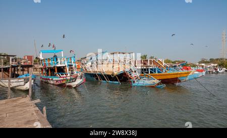 African traditional dug out type river boats and salvage Stock Photo