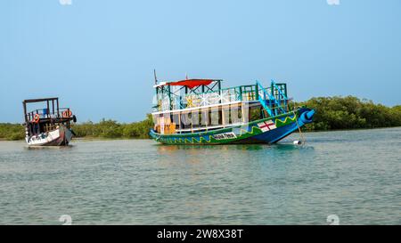African traditional dug out type river boats Stock Photo