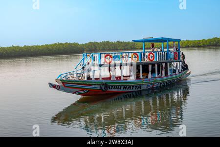An African traditional dug out type river boat Stock Photo
