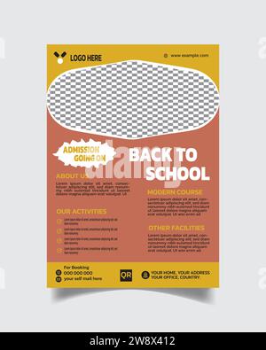 Back To School Unique Flyer Template and School Admission Leaflet Design A4 Stock Vector