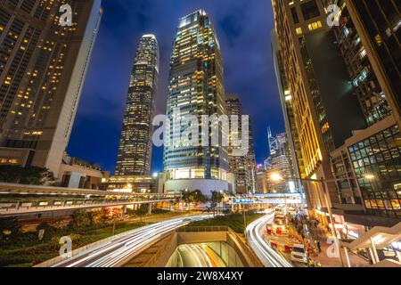 night view of Central district of Hong Kong island in Hongkong, China Stock Photo