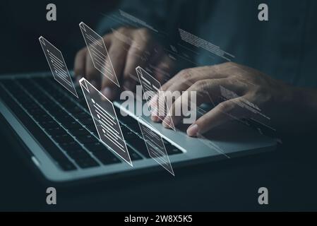document file management concept, online documentation database system information software concept. Stock Photo