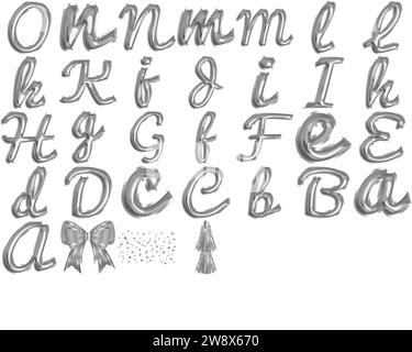 Silver Foil Balloon Script Alphabet, Metallic Grace Stock Photo