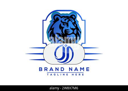 J Tiger logo Blue Design. Vector logo design for business. Stock Vector
