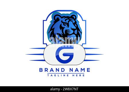 G Tiger logo Blue Design. Vector logo design for business. Stock Vector