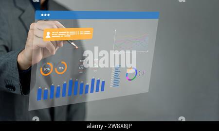 Business development and technology Data analyst. business analytics dashboard Business Intelligence BI data visualization, metrics and KPI key perfor Stock Photo