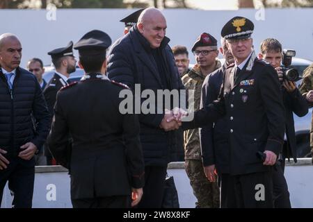 Napoli, Italy. 22nd Dec, 2023. Italian Defence Minister Guido Crosetto visiting the Delphinia centre in Caivano Credit: Live Media Publishing Group/Alamy Live News Stock Photo