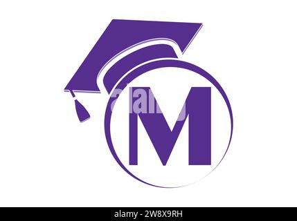 Letter M Education and graduation Logo Design Vector Template. Stock Vector