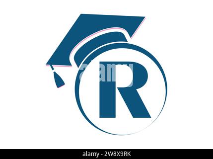 Letter R Education and graduation Logo Design Vector Template. Stock Vector