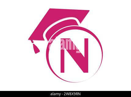 Letter N Education and graduation Logo Design Vector Template. Stock Vector