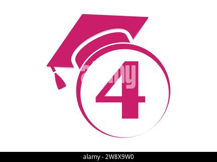 Letter 4 Education and graduation Logo Design Vector Template. Stock Vector