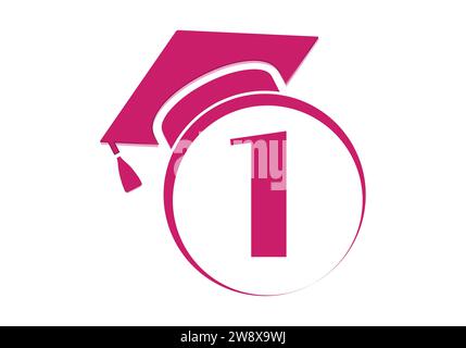 Letter 1 Education and graduation Logo Design Vector Template. Stock Vector