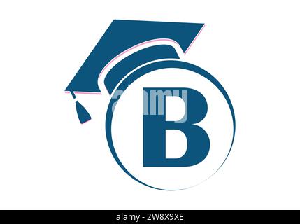 Letter B Education and graduation Logo Design Vector Template. Stock Vector