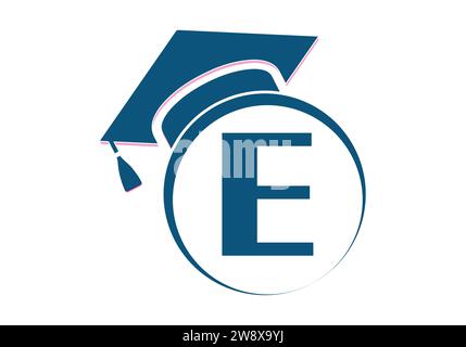 Letter E Education and graduation Logo Design Vector Template. Stock Vector