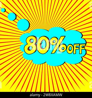 TAG DISCOUNT LABEL, BANNER OFFER, PROMOTION, SALE, OFFER 80% Stock Vector