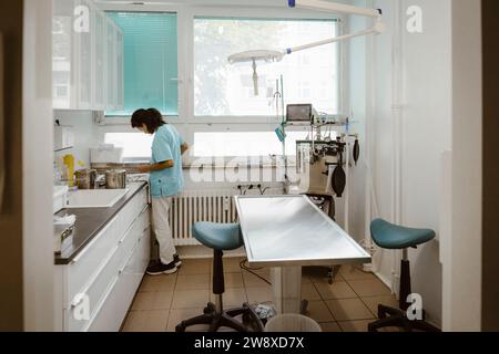 Young female nurse working in veterinary clinic Stock Photo