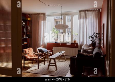 Empty living room with furniture at apartment Stock Photo