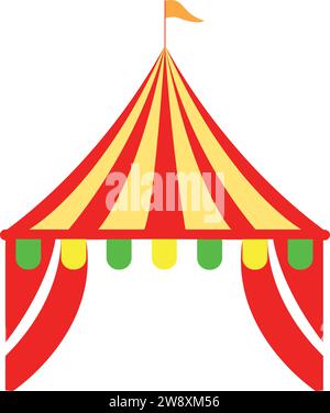 Circus Carnival Tent with Flag | Event Marriage Mandap| Circus color tent dome roof| Tent with Flag Stock Vector