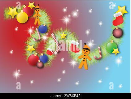 decorated christmas card Stock Vector