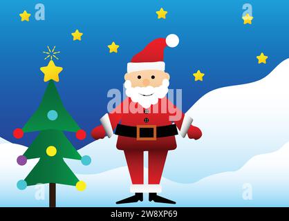 illustration santa claus with christmas tree Stock Vector