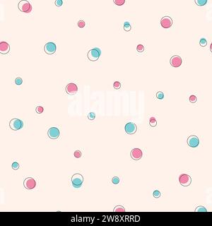 Simple blue and pink circles seamless pattern. Vector illustration Stock Vector