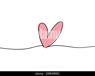 Heart continuous one line drawing. Valentines Day trendy minimalist concept. Vector illustration Stock Vector