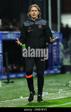 Salerno, Italy. 22nd Dec, 2023. Filippo Inzaghi, head coach of US Salernitana gestures during the Serie A football match between US Salernitana and AC Milan at Arechi stadium in Salerno (Italy), December 22nd, 2023. Credit: Insidefoto di andrea staccioli/Alamy Live News Stock Photo