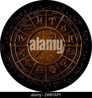 CIRCLE OF GOLDEN ZODIAC SIGNS Stock Photo