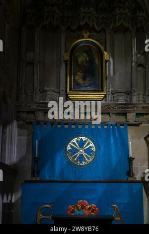 Audley chapel, a small place of prayer, which served as a chantry chapel to pray for the dead from the early 13th to mid 16th century located at Salisbury Cathedral, Salisbury, Wiltshire, England, UK Stock Photo