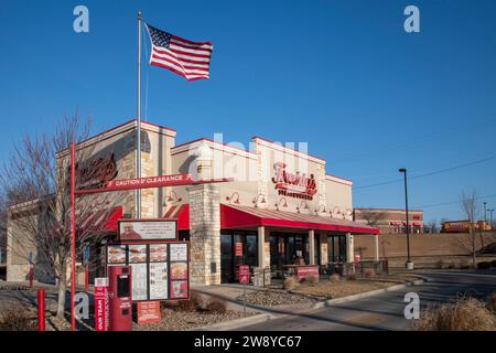 Lansing, Kansas.  Freddy's frozen custard and steakburgers creates fresh, made-to-order, food, Stock Photo