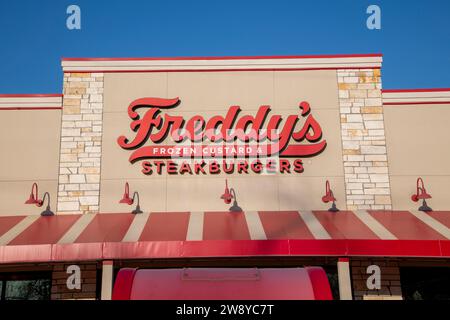 Lansing, Kansas.  Freddy's frozen custard and steakburgers creates fresh, made-to-order, food, Stock Photo