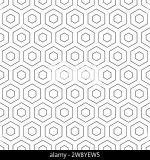 Geometric seamless pattern. Repeating hexagon lattice. Repeated black honeycomb isolated on white background. Modern abstract hexagonal design prints Stock Vector